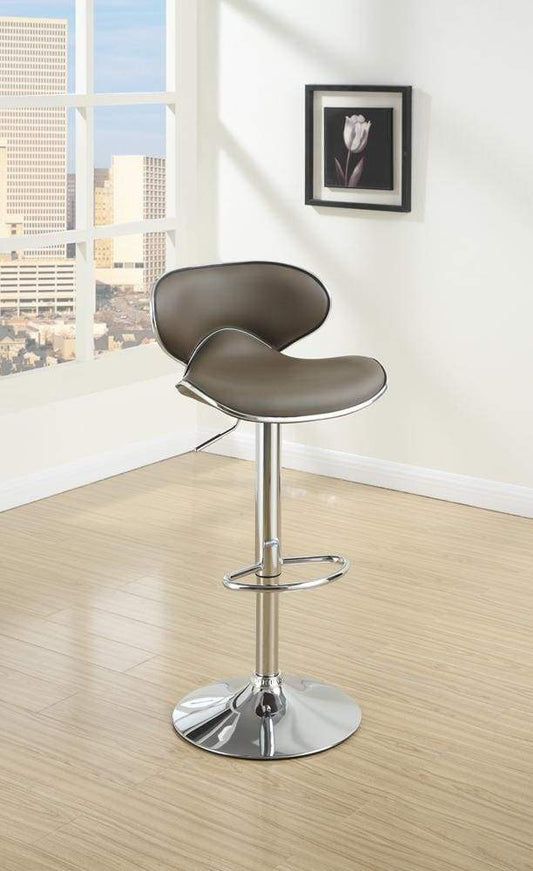 Modish Bar Stool With Gas Lift Espresso Brown And Silver Set of 2