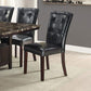 Leather Upholstered Dining Chair With Button Tufted Back Set Of 2 Black