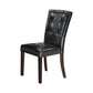 Leather Upholstered Dining Chair With Button Tufted Back Set Of 2 Black PDX-F1750