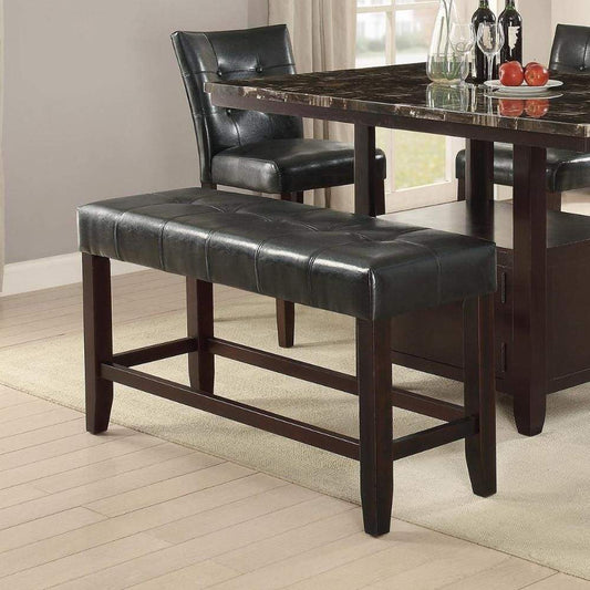 Wood Based High Bench With Tufted Seat Black and Brown