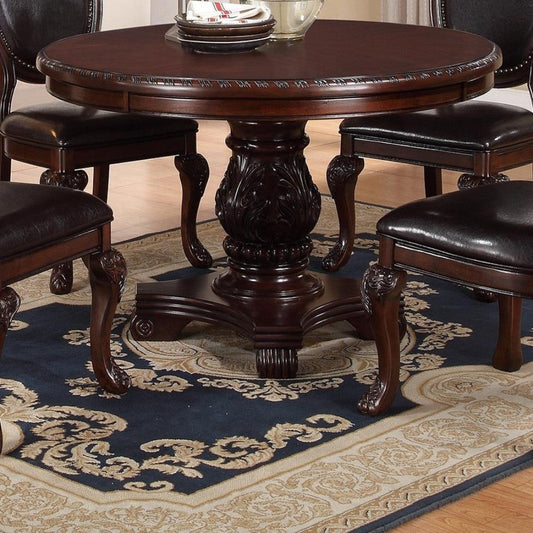 Traditional Style Dark Cherry Brown Round Dining Table By Casagear Home