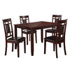 5 Piece Dining Table and Chairs Set | Wood & Leather | Brown & Black
