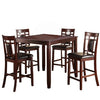 5 Piece Counter Height Table Dining Set with Chairs | Swish Cashew Wood | Brown