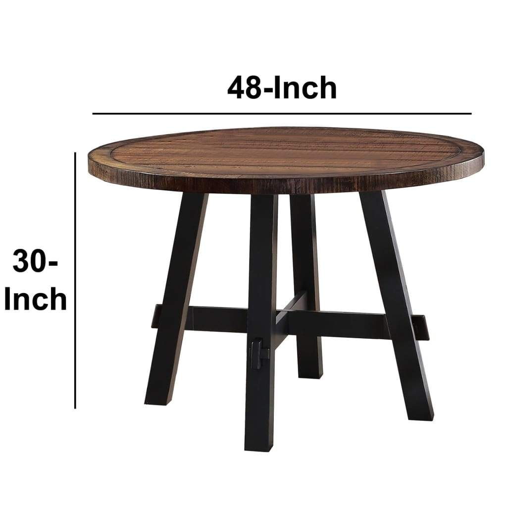 Cottage Style Round Wooden Dining Table Brown PDX-F2322