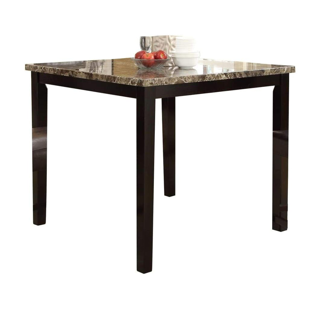 Spacious Wooden High Table Faux Marble Top Brown PDX-F2339