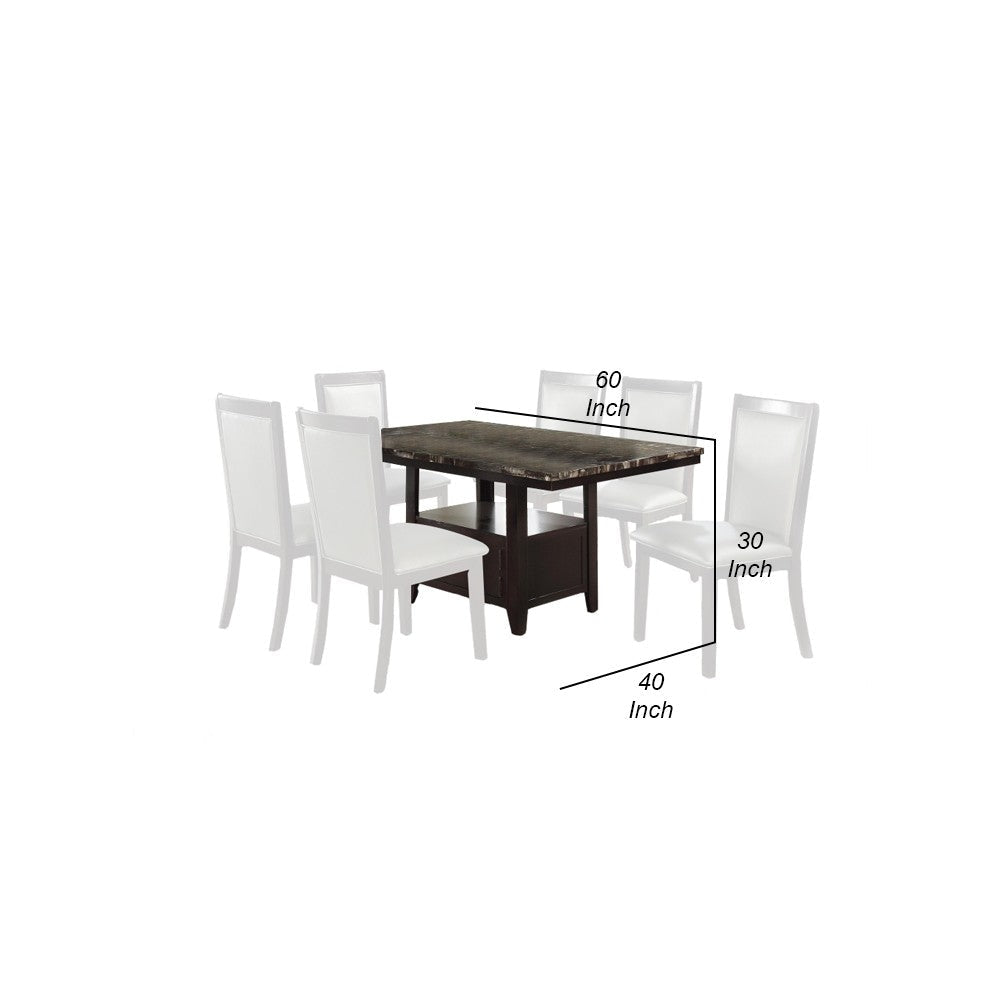 Wooden Dining Table With Spacious Bottom Storage Dark Brown By Casagear Home PDX-F2460