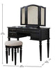 Commodious Vanity Set Featuring Stool And Mirror Black By Poundex PDX-F4072