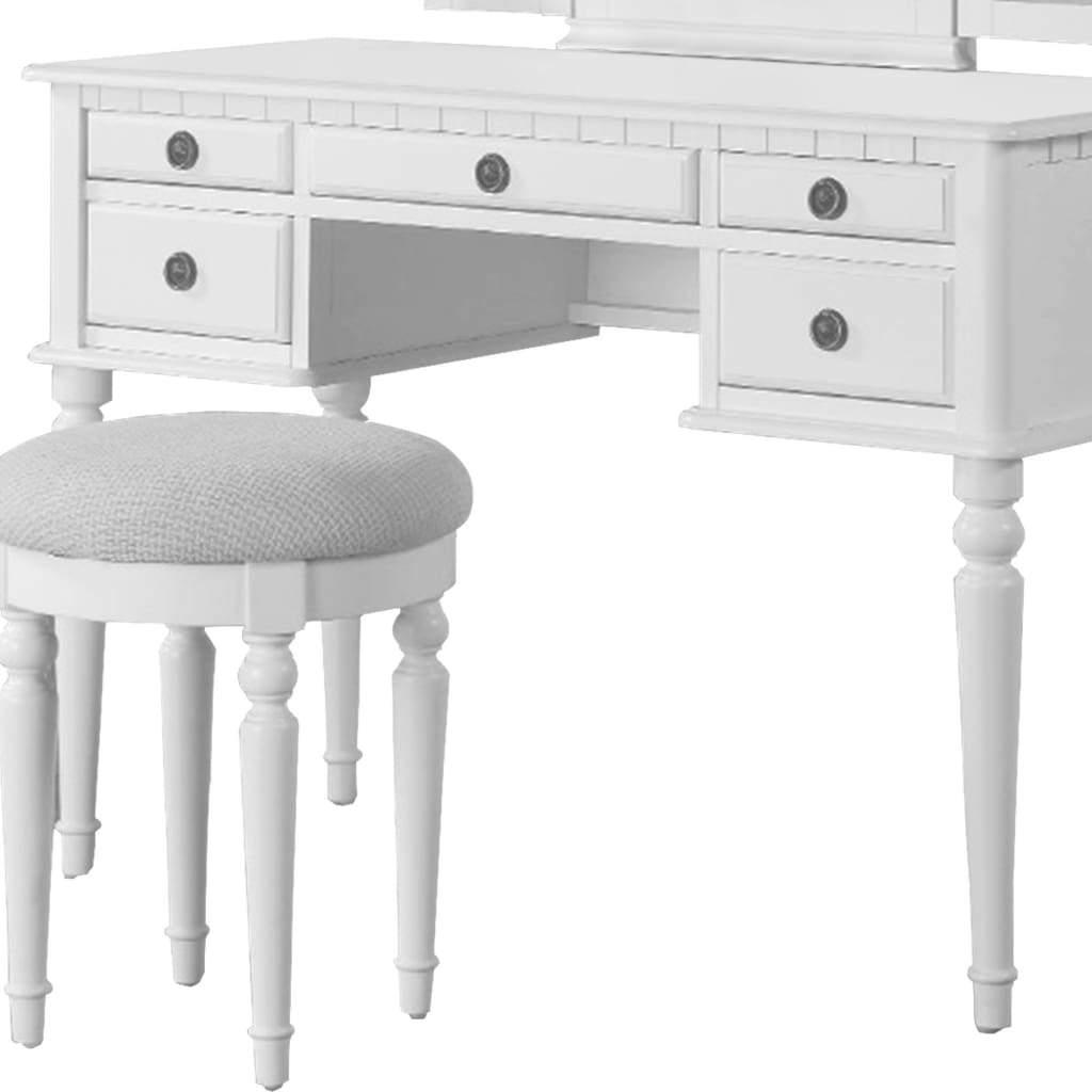 Wooden Vanity Set With Stool White PDX-F4074