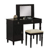 Seraph Vanity Set Featuring Stool And Mirror Black By Poundex