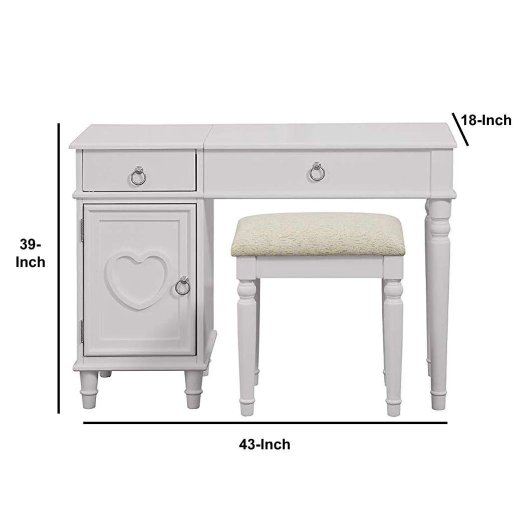Seraph Vanity Set Featuring Stool And Mirror White By Poundex PDX-F4179