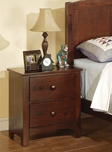 Nightstand | Pine Wood | 2 Drawer | Brown