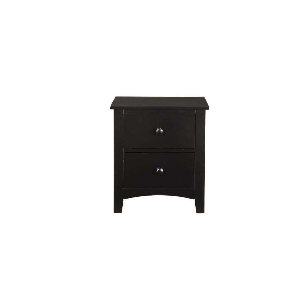 Nightstand | Pine Wood | 2 Drawer | Black