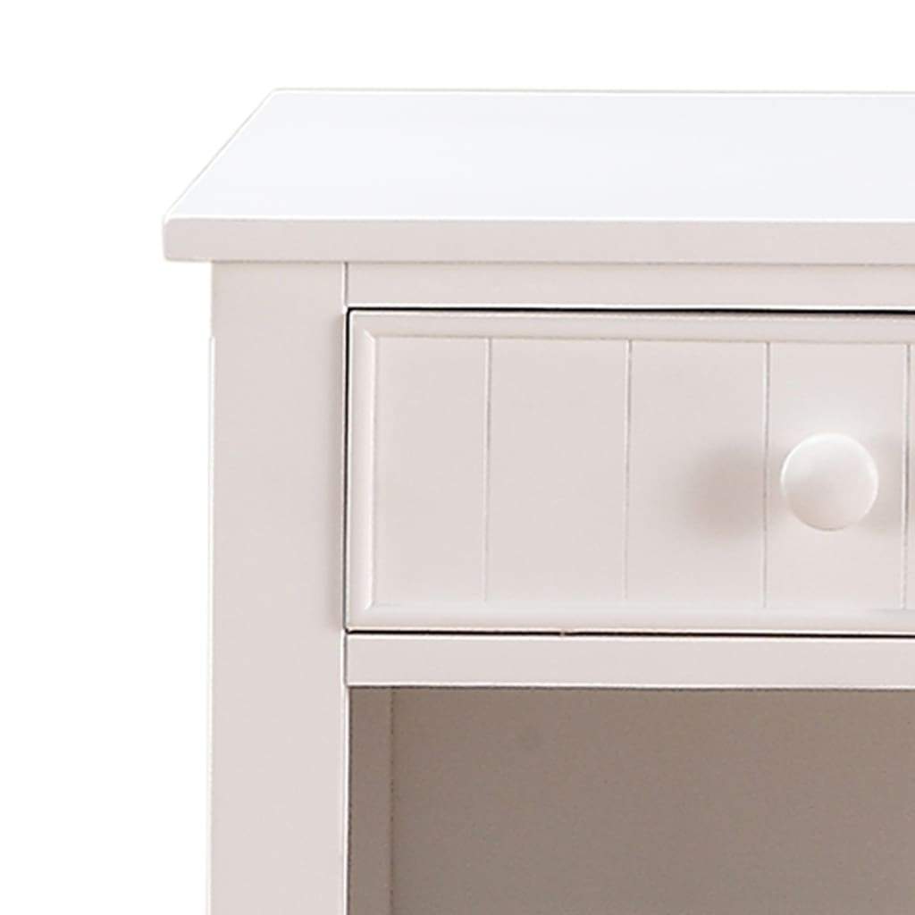Wooden Night Stand With Bottom Open Shelf White PDX-F4238