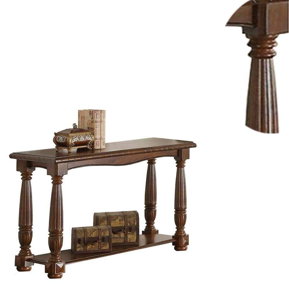 Quaint Wooden Console Table With Bottom Shelf Brown PDX-F6335