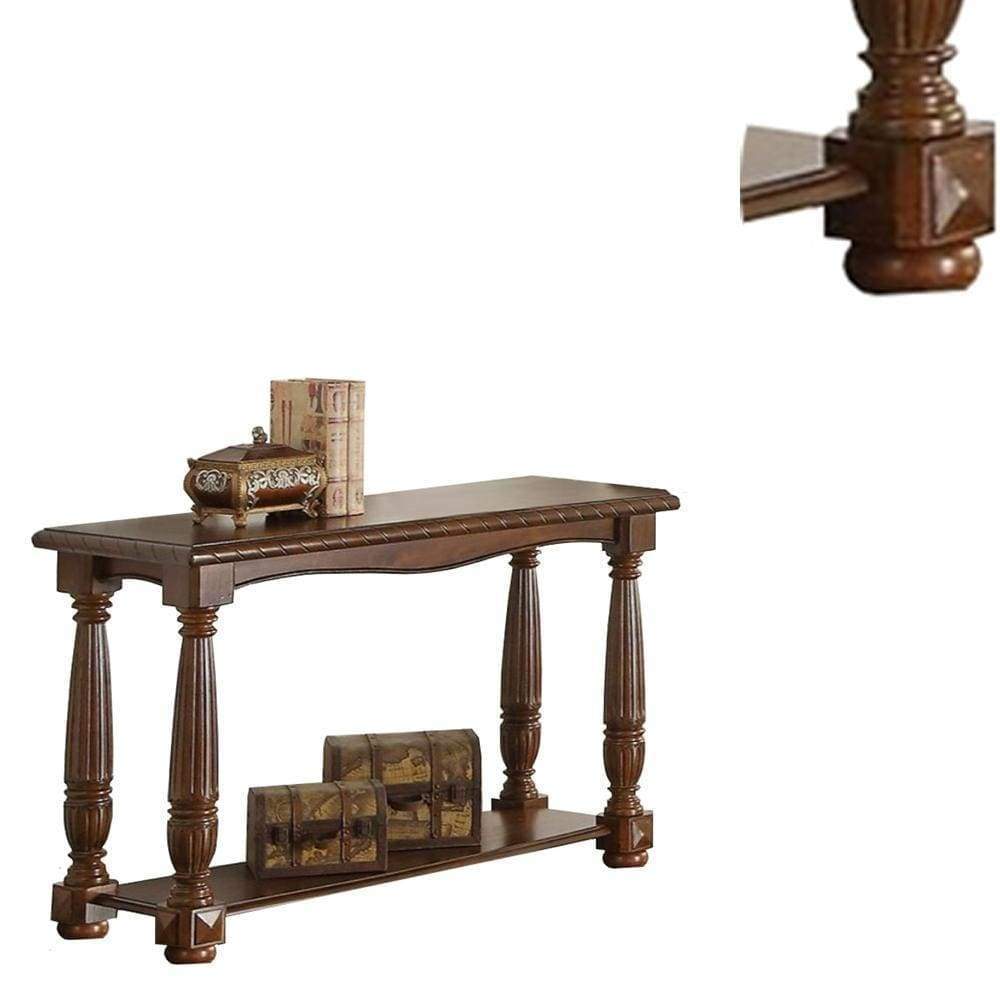 Quaint Wooden Console Table With Bottom Shelf Brown PDX-F6335