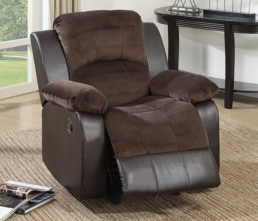Rocker Recliner | Polyurethane Upholstery | Choco Suede Brown