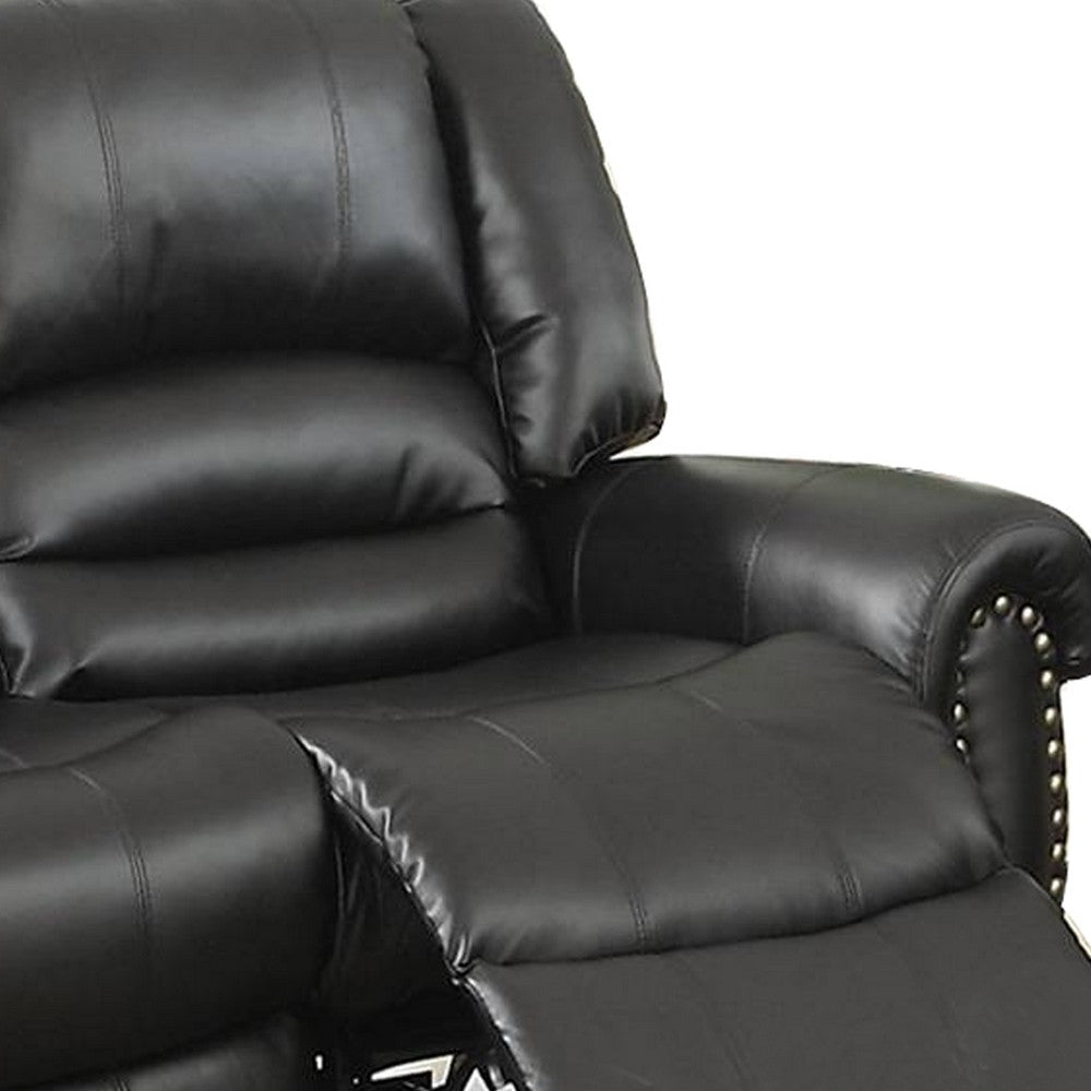 Imposing Style Bonded Leather & Plywood Reclining Love Seat Black By Casagear Home PDX-F6749