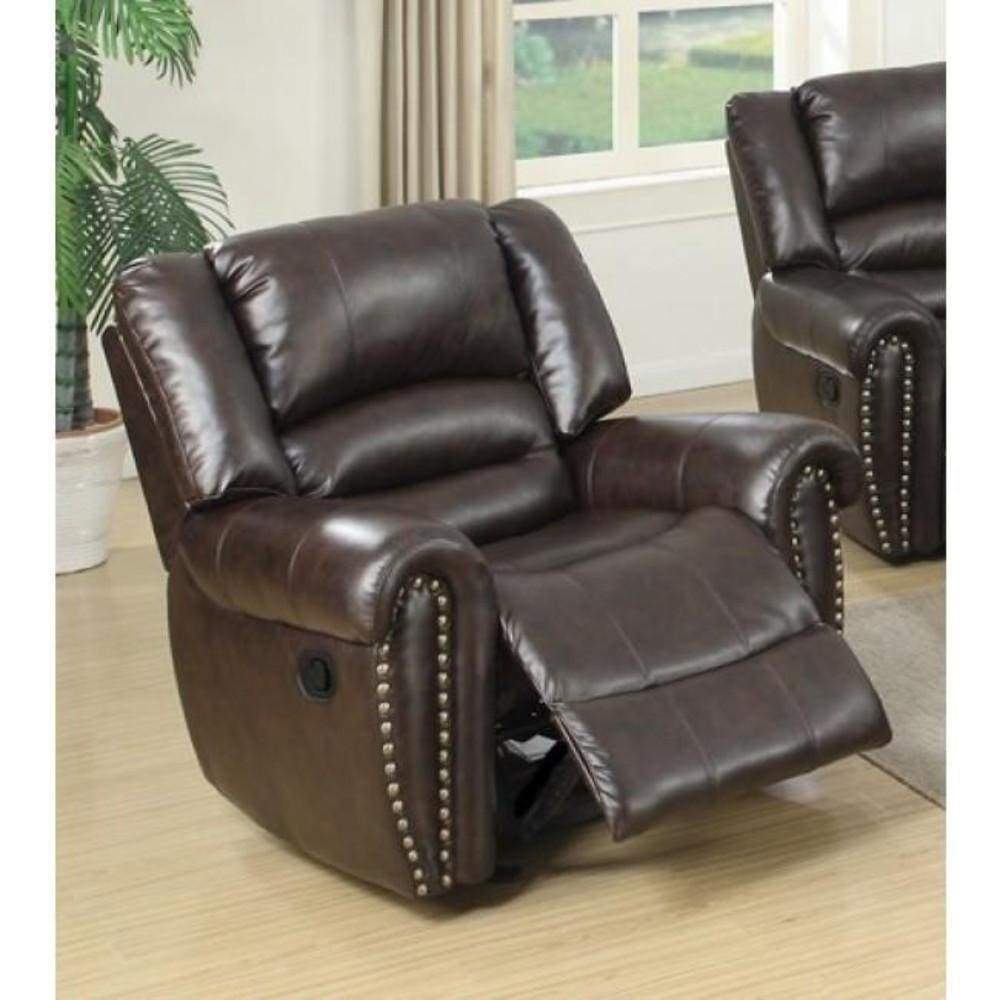 Individual Fun Bonded Leather & Plywood Recliner/Glider, Brown