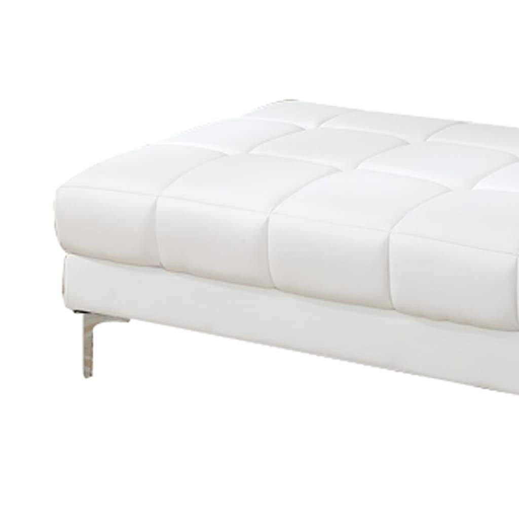 Modish Bonded Leather Ottoman In White PDX-F7229