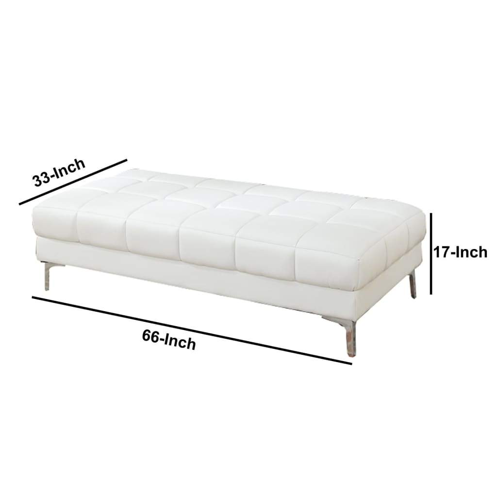 Modish Bonded Leather Ottoman In White PDX-F7229
