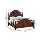 Transitional Wooden Queen Bed With PU HB & Circular Floral Design Cherry Finish By Casagear Home PDX-F9142Q