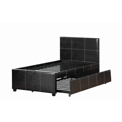 Twin Bed with Trundle | Espresso Faux Leather | Mesmeric Design
