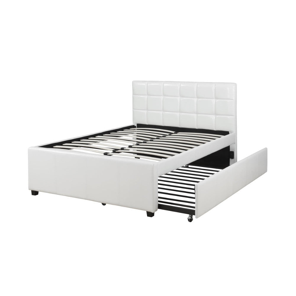 Full Bed with Trundle | Tufted Headboard | White Finish