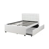 Gracious Wooden Full Bed With Trundle And SQU Tufted HB, White By Casagear Home