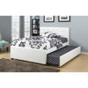 Twin Bed with Trundle | Squared Tufted Headboard | White Finish