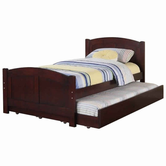 Twin Bed with Trundle | Wood Frame | Cherry Brown