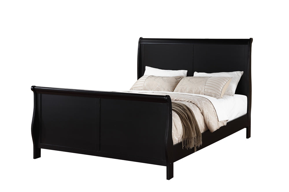 Queen Bed | Louis Phillippe Style | Black Finish
