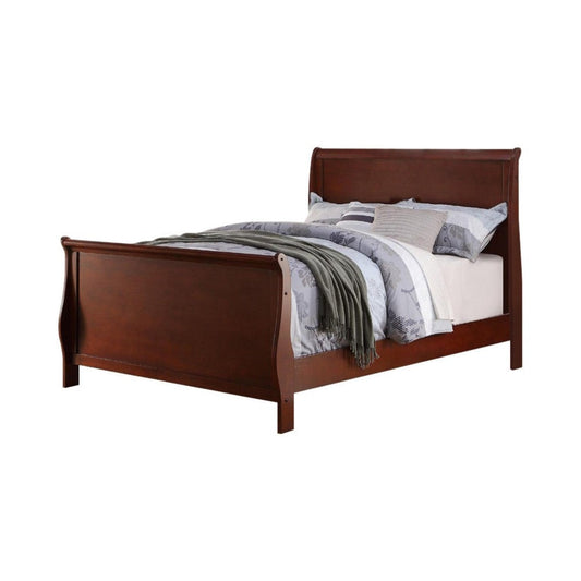Clean And Convenient Full Wooden Bed, Cherry Finish By Casagear Home