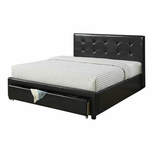 Vivid Full Bed WithDrawer,Black Pu By Casagear Home