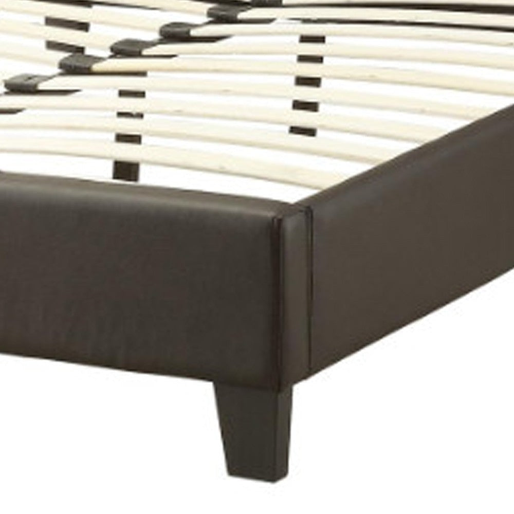 Elegant Wooden C.King Bed With PU Head Board Brown By Casagear Home PDX-F9336CK