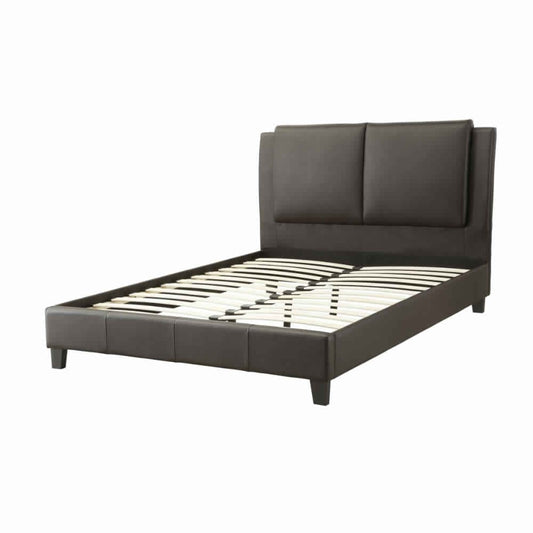 Elegant Wooden Full Bed With PU Head Board, Brown By Casagear Home