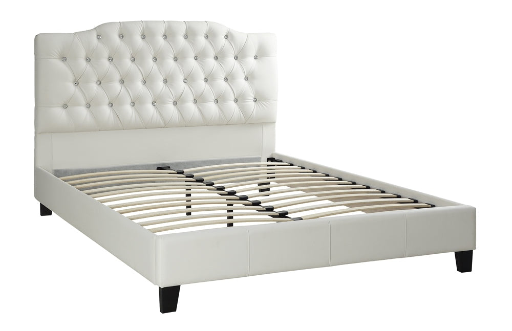 Grandiose Queen Size Bed With Large Tufted Headboard White By Casagear Home