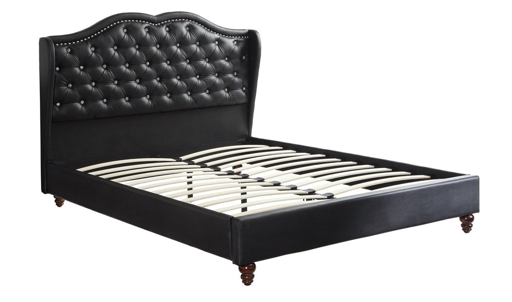 Magnificent Faux Leather Upholstered Eastern King Size Bed Black By Casagear Home