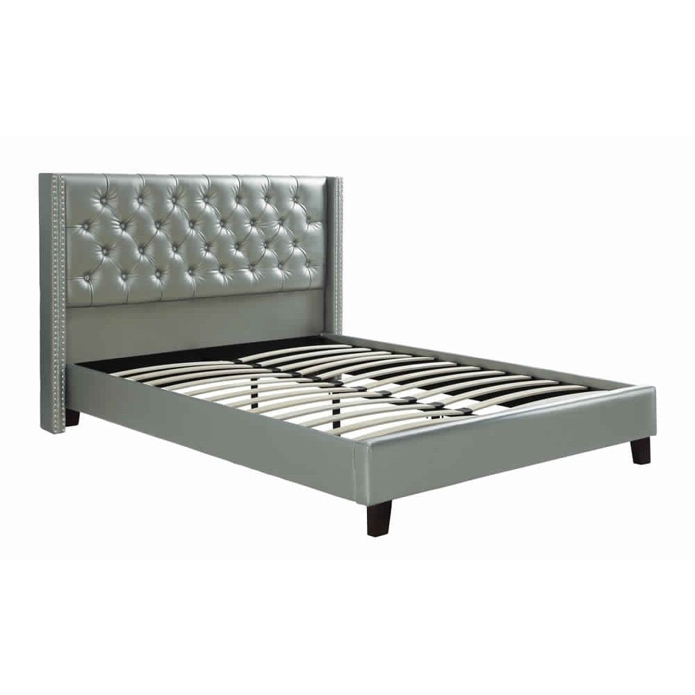 Full Bed | Faux Leather Upholstery | Nailhead Trim