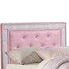 Silky And Sheeny Wooden Full Bed With Pink PU Tufted Head Board Pink Finish By Casagear Home PDX-F9375F