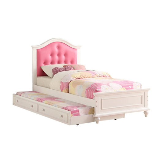 Cherub Twin Size Bed With Trundle In Pink And White By Casagear Home