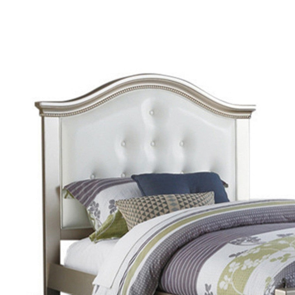 Cherub Twin Size Bed With Trundle In Silver And White By Casagear Home PDX-F9378