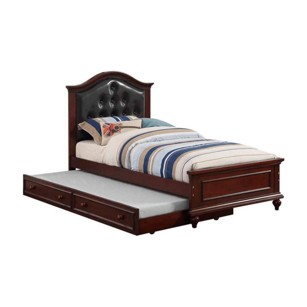 Cherub Twin Size Bed With Trundle In Black And Cherry Brown By Casagear Home