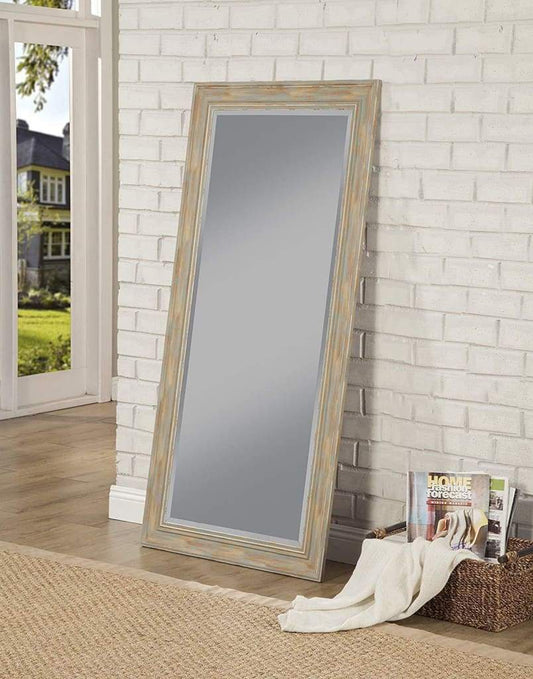 Farmhouse Style Full Length Leaner Mirror With Polystyrene Frame, Blue