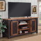 Dual Tone Wood and Metal TV Stand With 2 Mesh Style Doors Antique Black and Brown SDF-90905