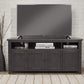 Wooden TV Stand With 3 Shelves and Cabinets, Gray