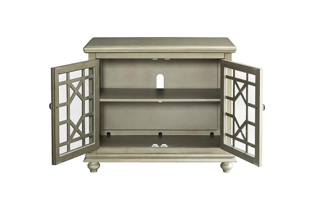 Wooden TV Stand With Bun Feet Antique Silver SDF-91034