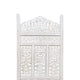 Aesthetically Carved 4 Panel Wooden Partition Screen/Room Divider Distressed White UPT-148945