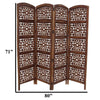 Handmade Foldable 4 Panel Wooden Partition Screen Room Divider Brown By The Urban Port UPT-148948