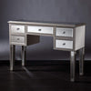 5 Drawer Wooden Console Table with Mirror Inserts, Silver and Gray By The Urban Port