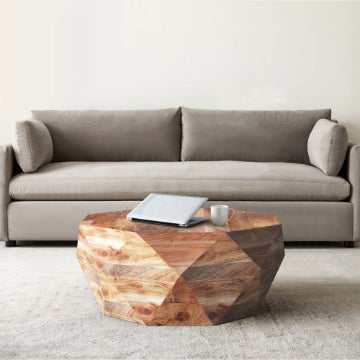 33 Inch Diamond Shape Acacia Wood Coffee Table With Smooth Top Natural Brown By The Urban Port UPT-183796